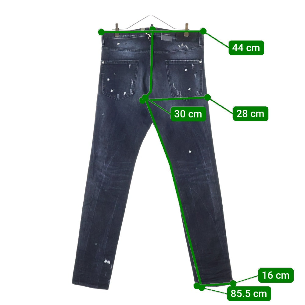 DSQUARED2(ディースクエアード) 15AW スリムフィット ダメージペイント デニム ブラック S74LA0840
