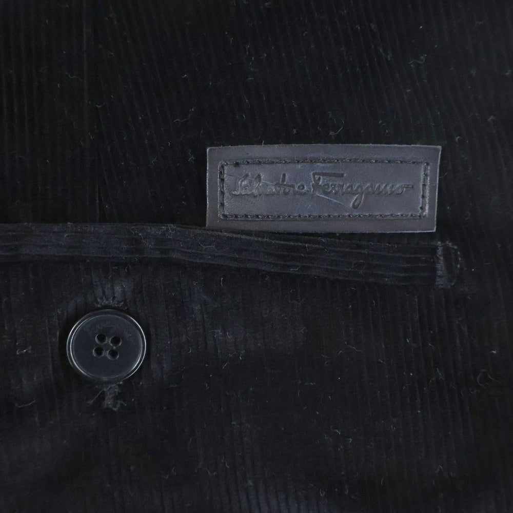 Salvatore Ferragamo(サルヴァトーレ フェラガモ) 00s オールド センタープレス 細畝 コーデュロイパンツ ブラック