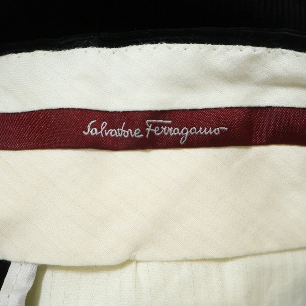 Salvatore Ferragamo(サルヴァトーレ フェラガモ) 00s オールド センタープレス 細畝 コーデュロイパンツ ブラック