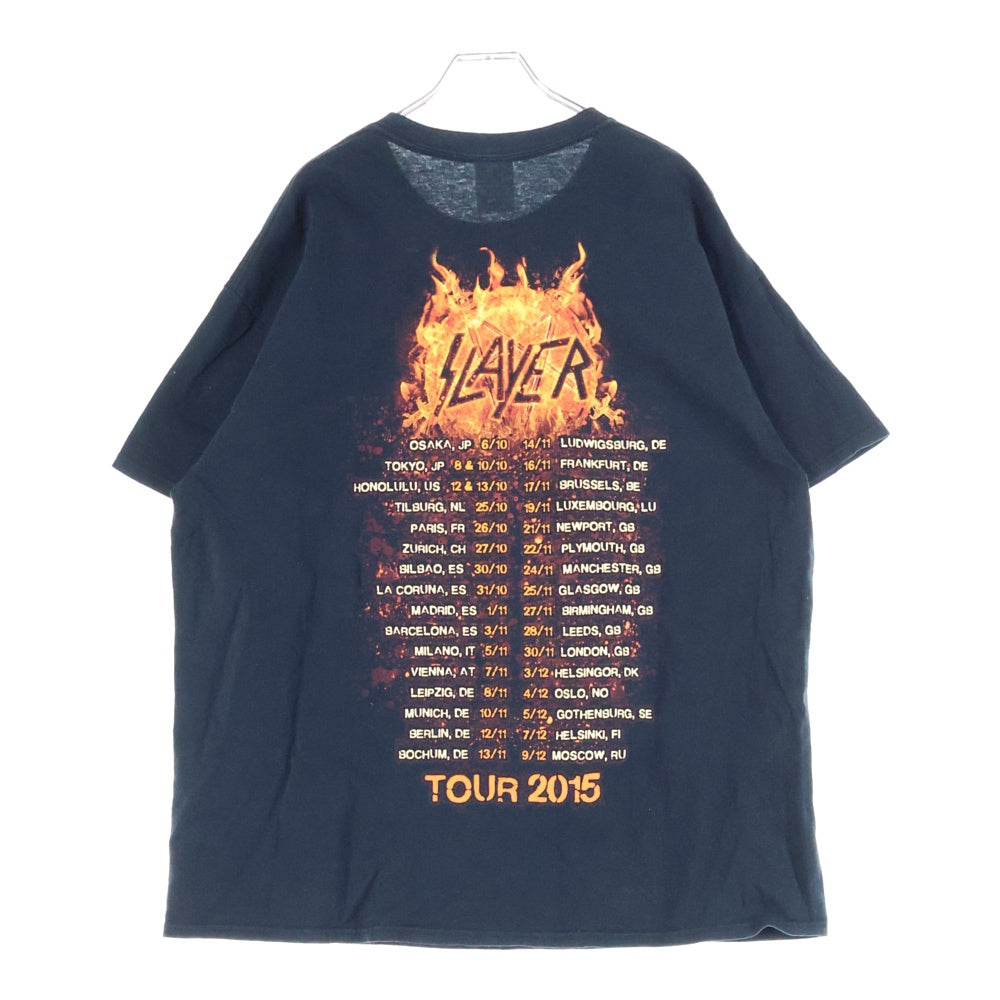 NO BRAND(ノーブランド) SLAYER スレイヤー 両面プリント クルーネック半袖Tシャツ ブラック