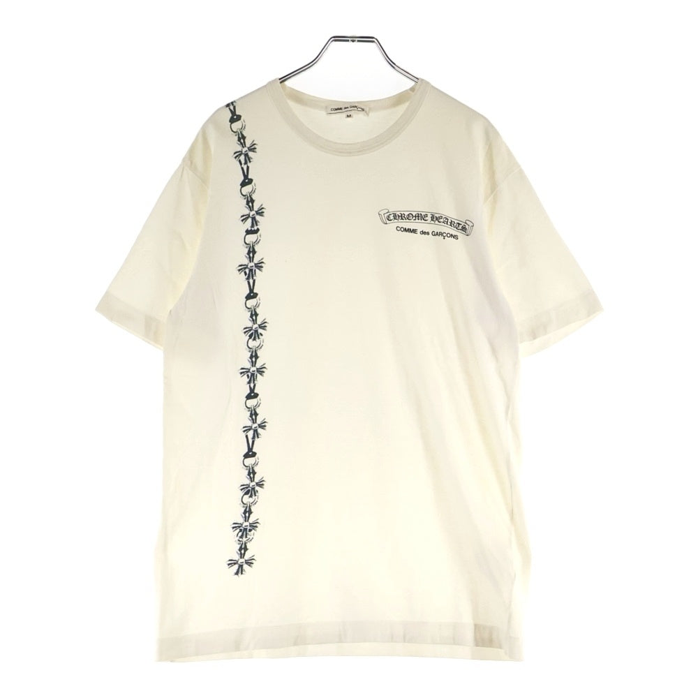 CHROME HEARTS(クロムハーツ) ×COMME des GARCONS コムデギャルソン スクロールラベル カットアウトCHプラスプリント 半袖Tシャツ カットソー ホワイト OT-T026