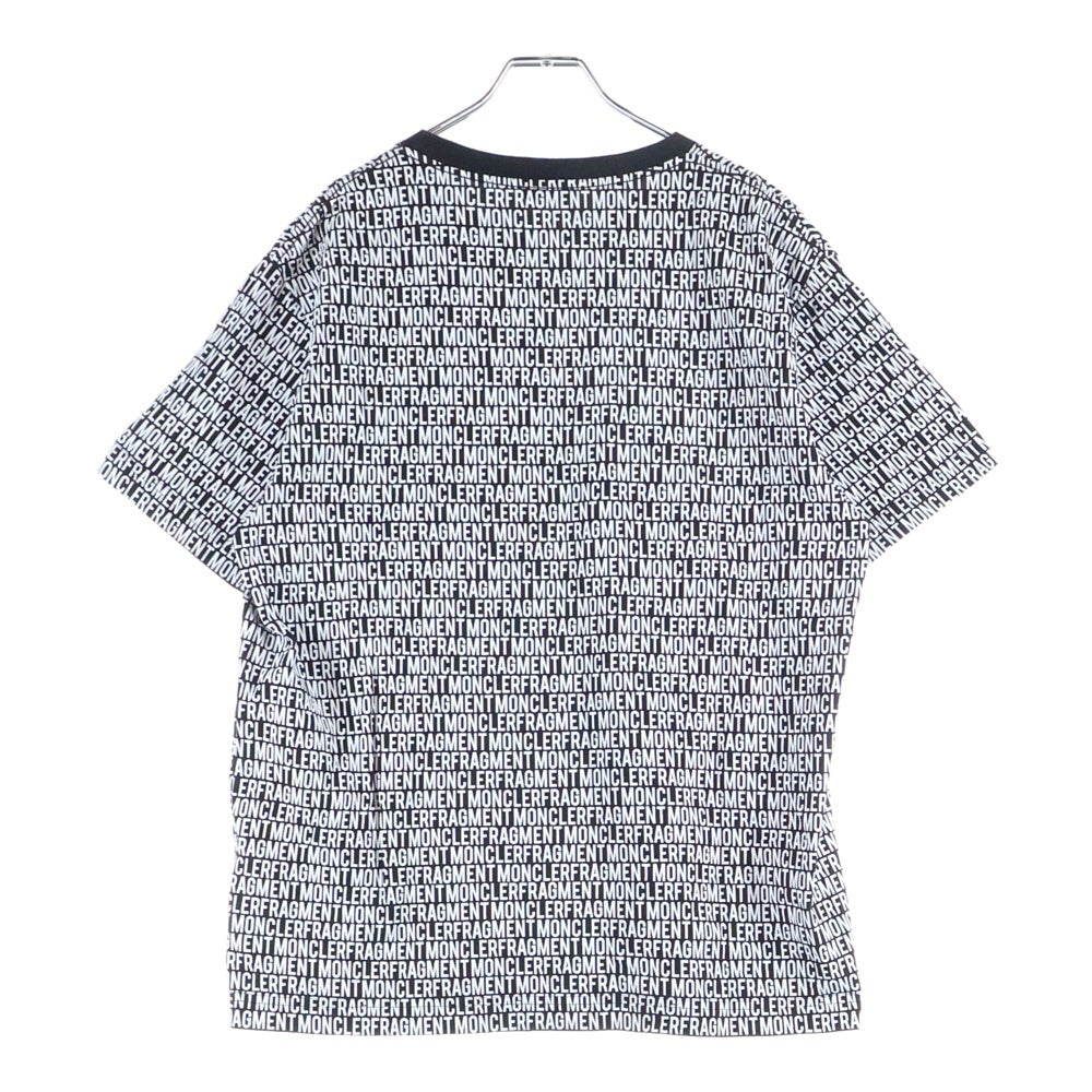 MONCLER(モンクレール) ロゴパッチ 総柄 クルーネック半袖Tシャツカットソー ホワイト E109U8000650 8391Q