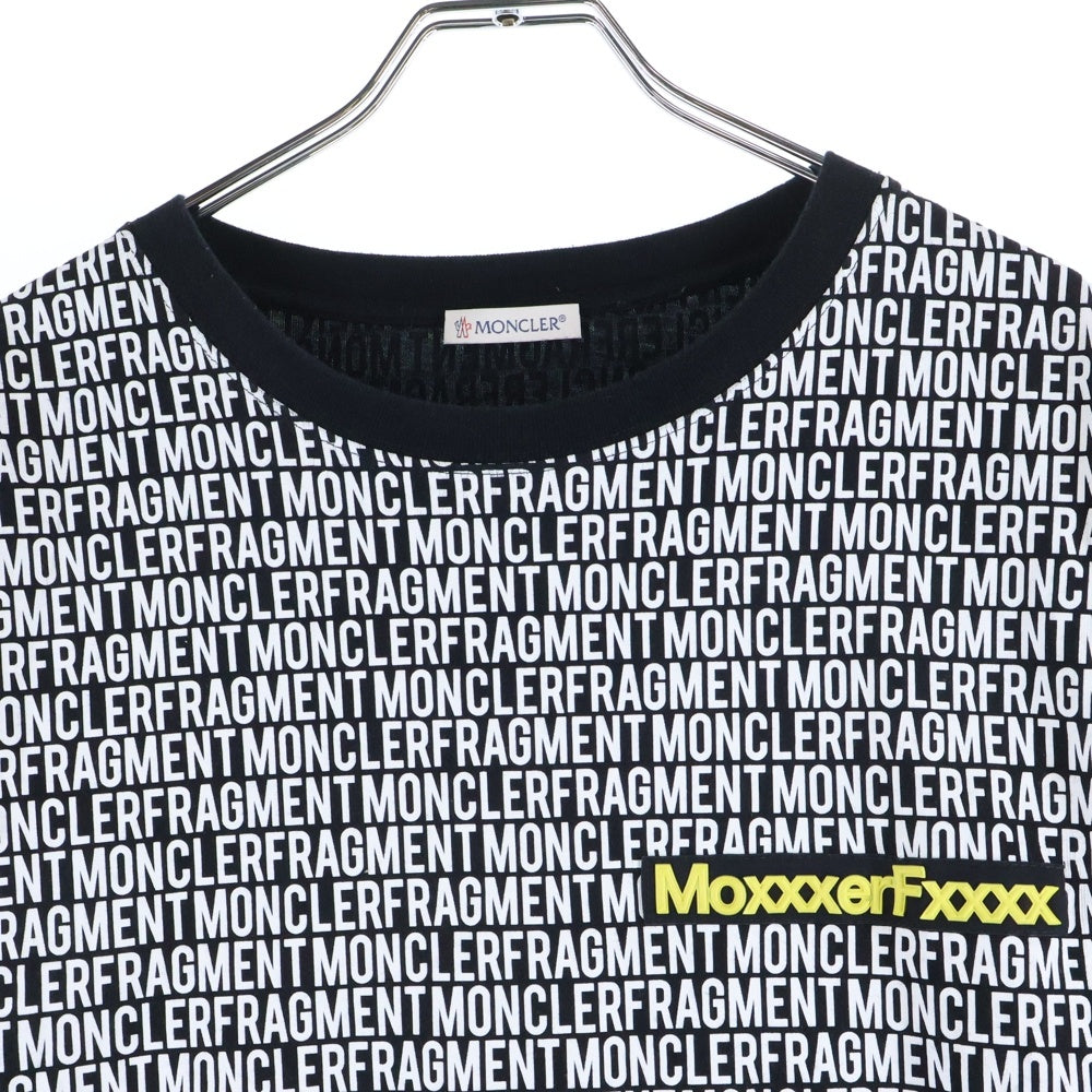 MONCLER(モンクレール) ロゴパッチ 総柄 クルーネック半袖Tシャツカットソー ホワイト E109U8000650 8391Q