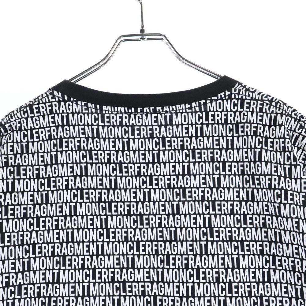 MONCLER(モンクレール) ロゴパッチ 総柄 クルーネック半袖Tシャツカットソー ホワイト E109U8000650 8391Q