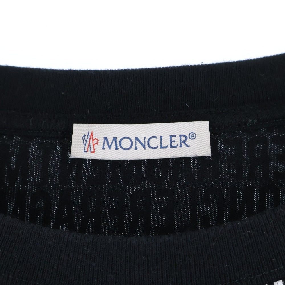 MONCLER(モンクレール) ロゴパッチ 総柄 クルーネック半袖Tシャツカットソー ホワイト E109U8000650 8391Q
