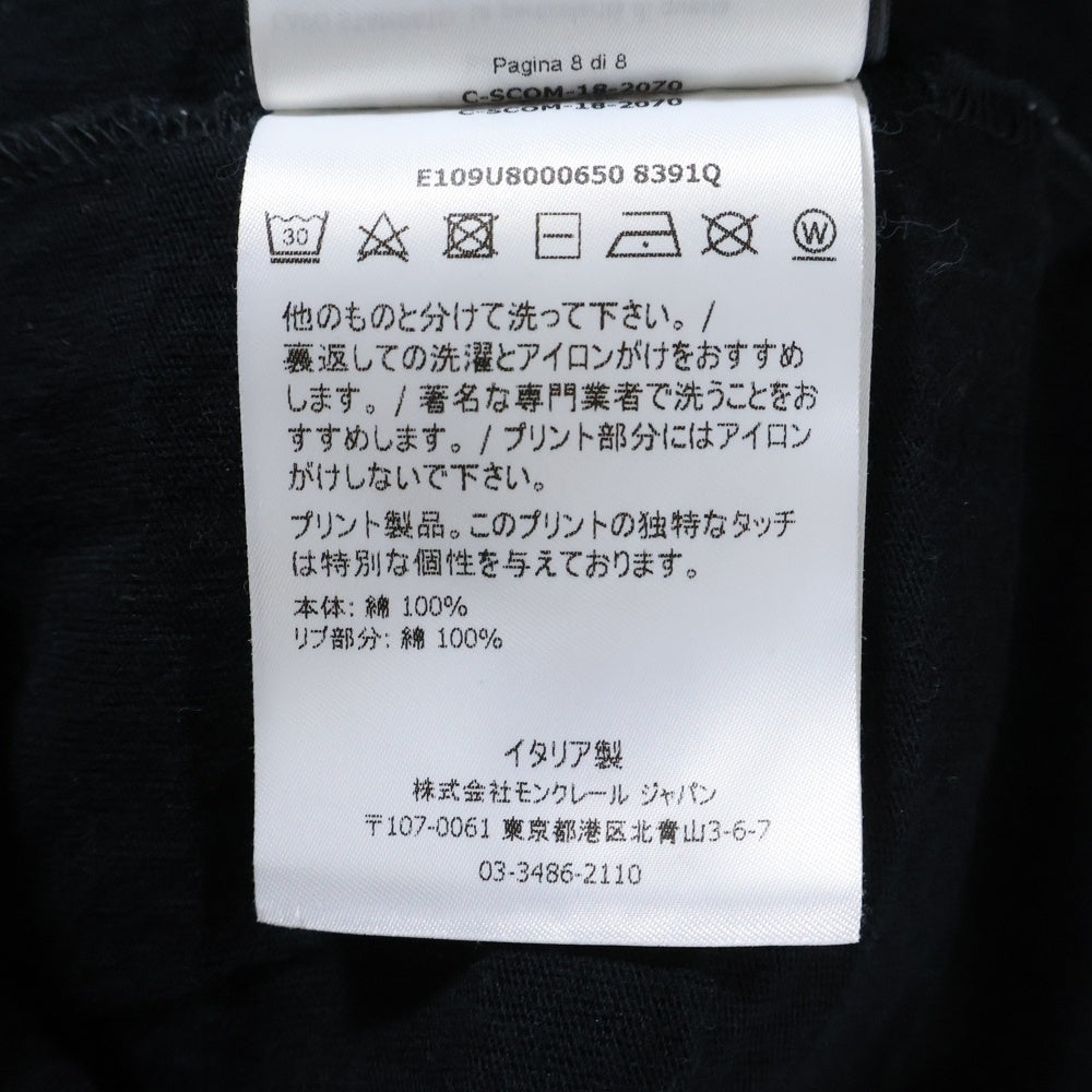 MONCLER(モンクレール) ロゴパッチ 総柄 クルーネック半袖Tシャツカットソー ホワイト E109U8000650 8391Q