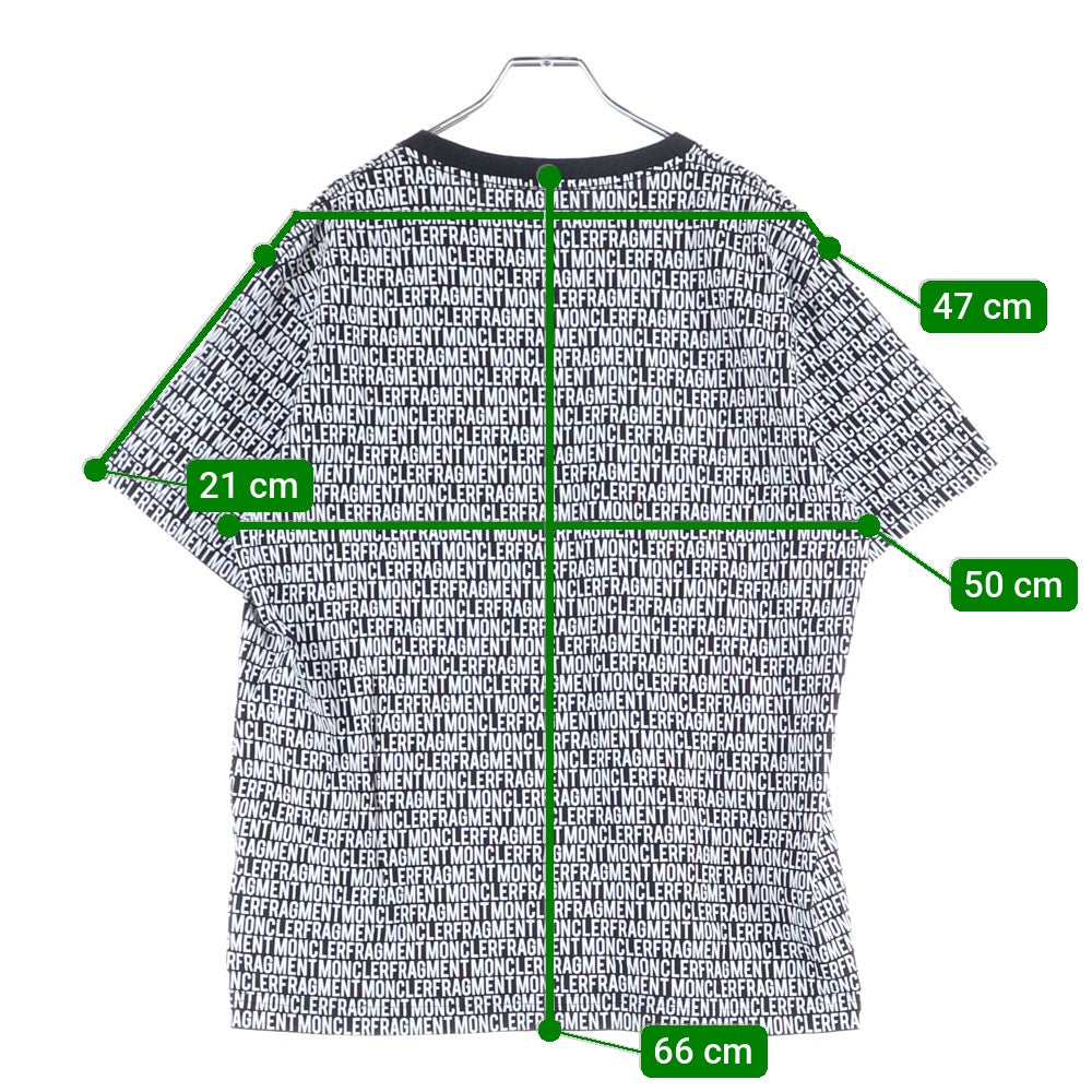 MONCLER(モンクレール) ロゴパッチ 総柄 クルーネック半袖Tシャツカットソー ホワイト E109U8000650 8391Q