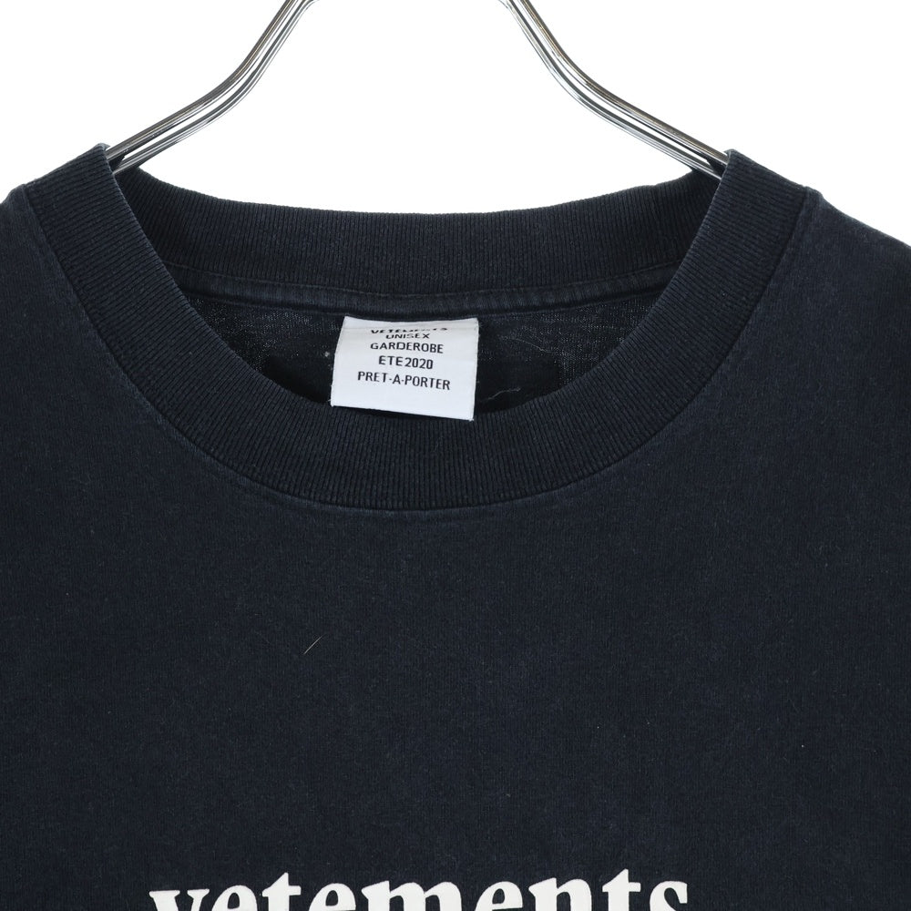 VETEMENTS(ヴェトモン) 20SS Logo Tee SS20TR305 フロントロゴプリント クルーネック半袖Tシャツ SS20TR305 ブラック