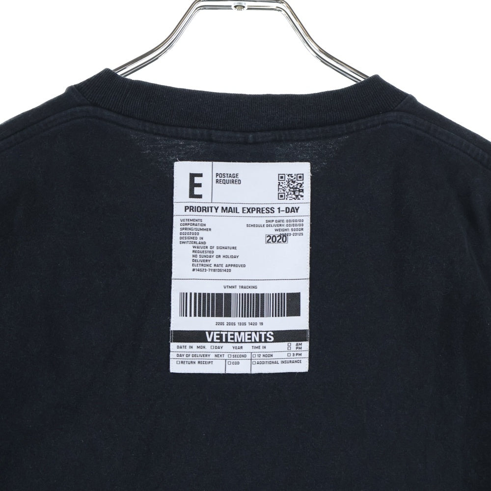 VETEMENTS(ヴェトモン) 20SS Logo Tee SS20TR305 フロントロゴプリント クルーネック半袖Tシャツ SS20TR305 ブラック