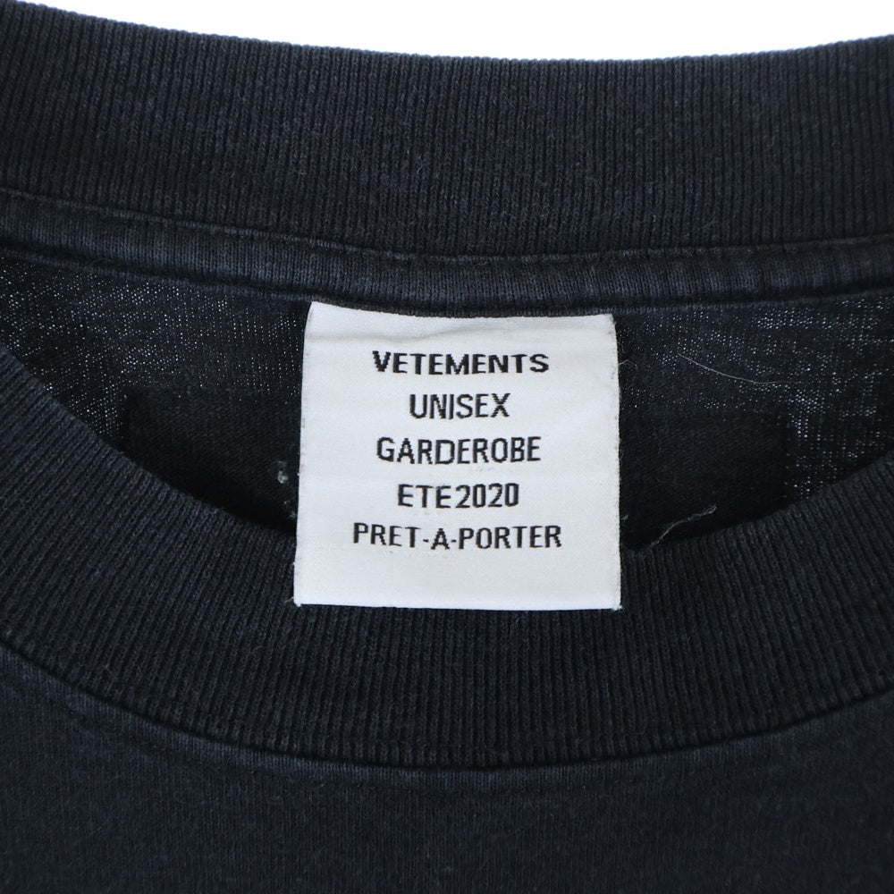 VETEMENTS(ヴェトモン) 20SS Logo Tee SS20TR305 フロントロゴプリント クルーネック半袖Tシャツ SS20TR305 ブラック