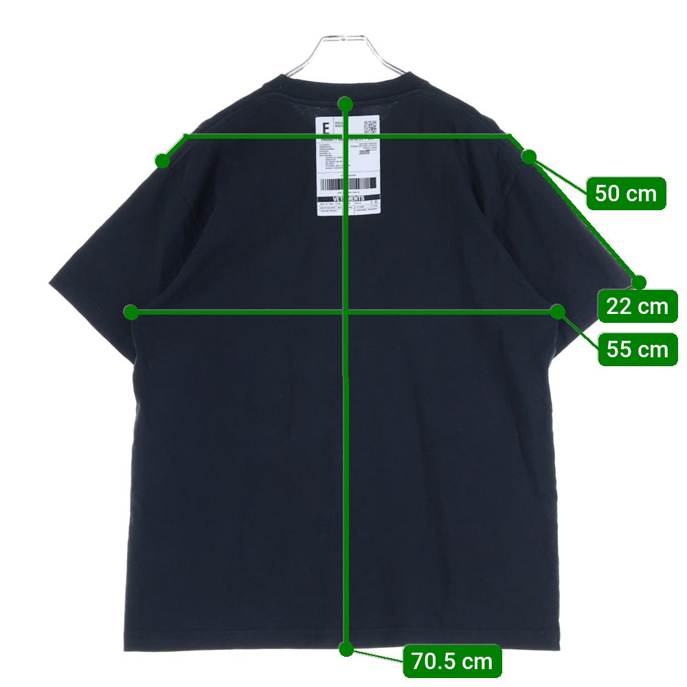 VETEMENTS(ヴェトモン) 20SS Logo Tee SS20TR305 フロントロゴプリント クルーネック半袖Tシャツ SS20TR305 ブラック
