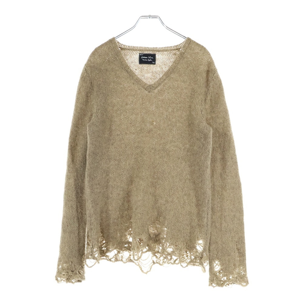 NUMBER (N)INE(ナンバーナイン) 09AW ダメージグランジニット モヘアセーター ベージュ F09-NK011