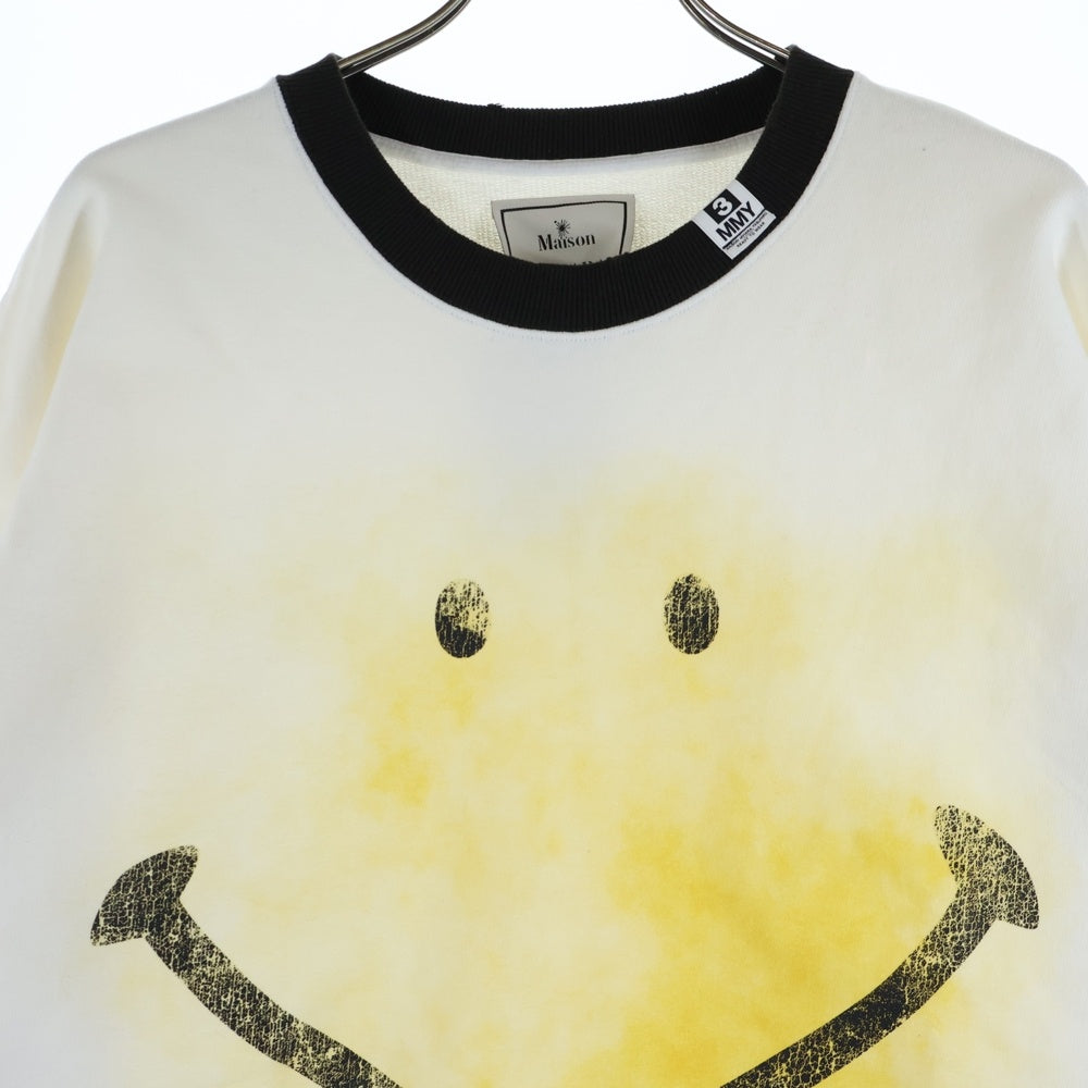MAISON MIHARAYASUHIRO(メゾンミハラヤスヒロ) SMILE FACE スマイルフェイス プリント クルーネックスウェットトレーナー アイボリー