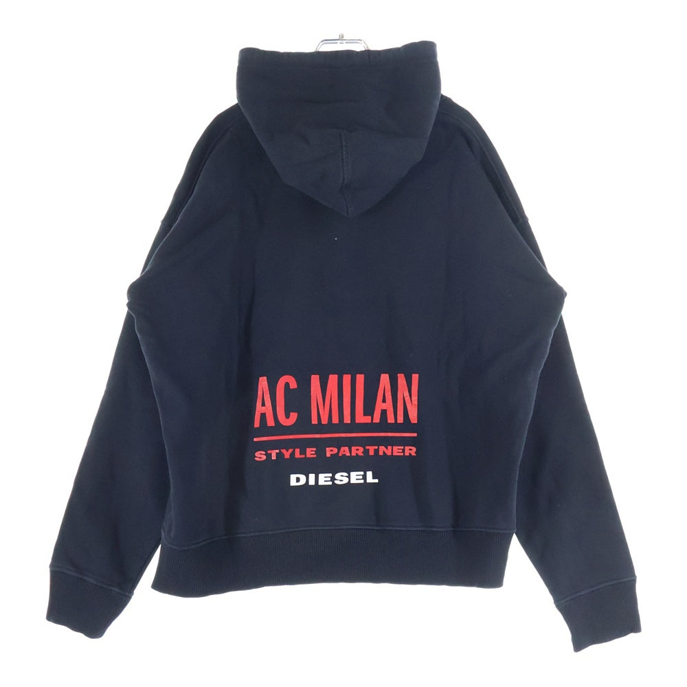 DIESEL(ディーゼル) ×AC MILAN エーシーラン ロゴパッチ プルオーバーパーカー ブラック