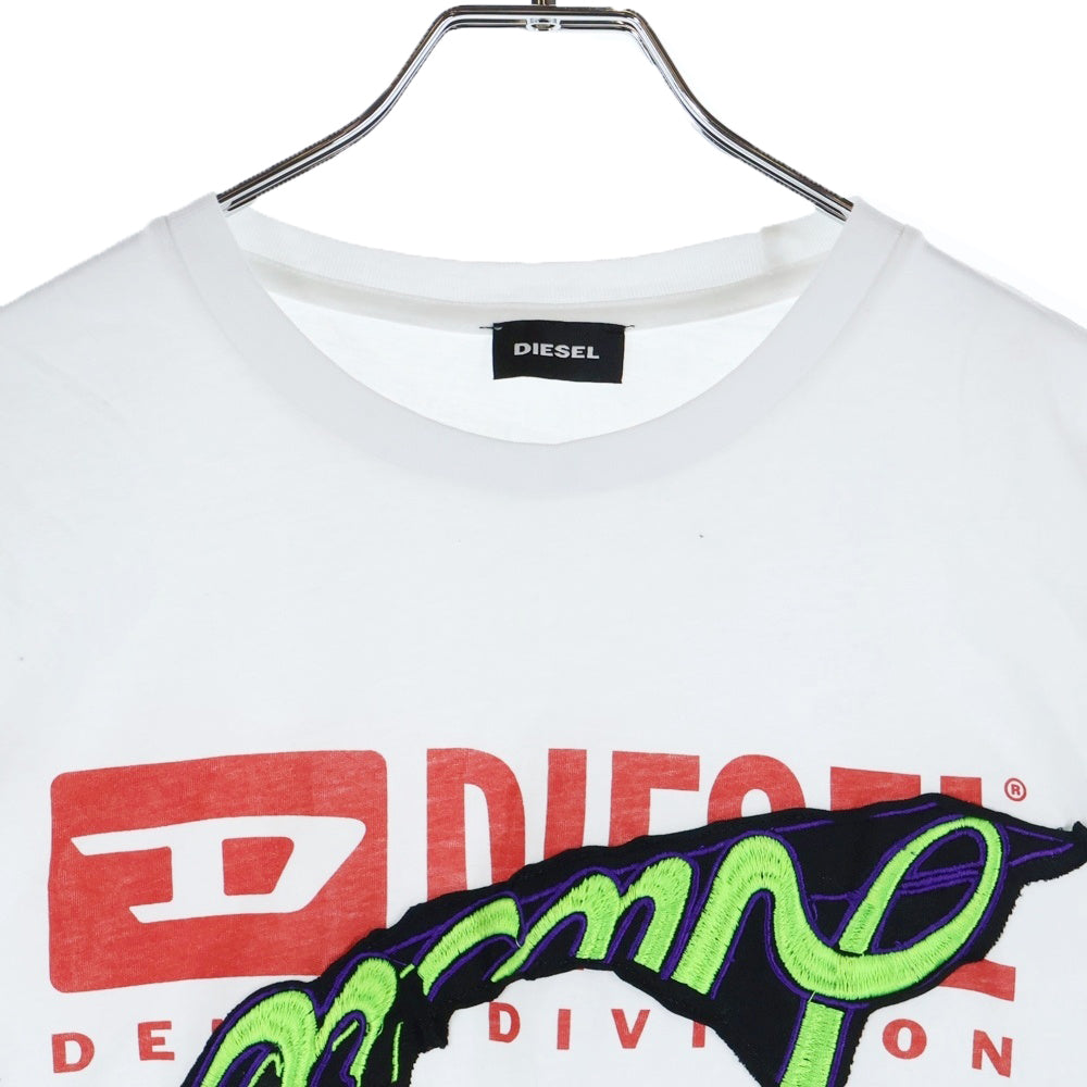 DIESEL(ディーゼル) ロゴ刺繍 ロングスリーブTシャツ ホワイト