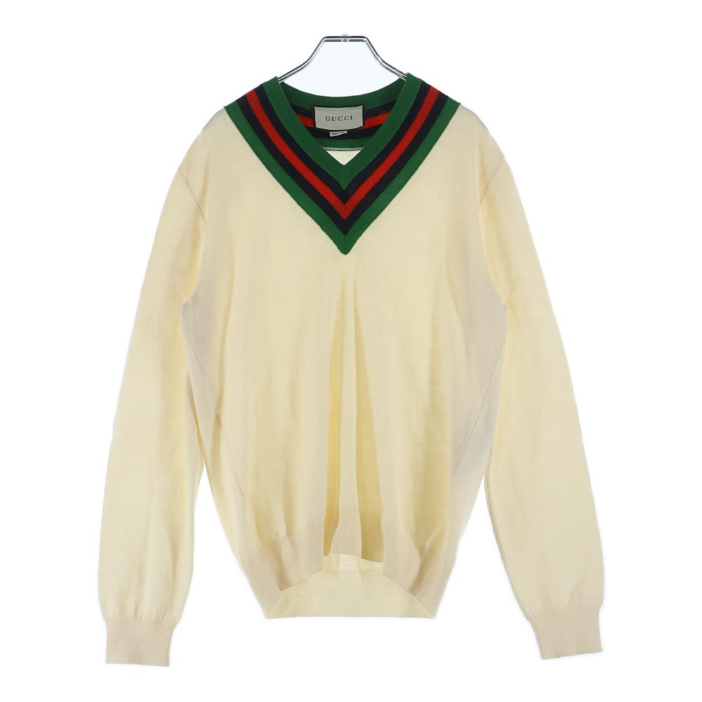 GUCCI(グッチ) V-neck wool sweater ブイネック ウールセーター 576802 XKAUK ホワイト