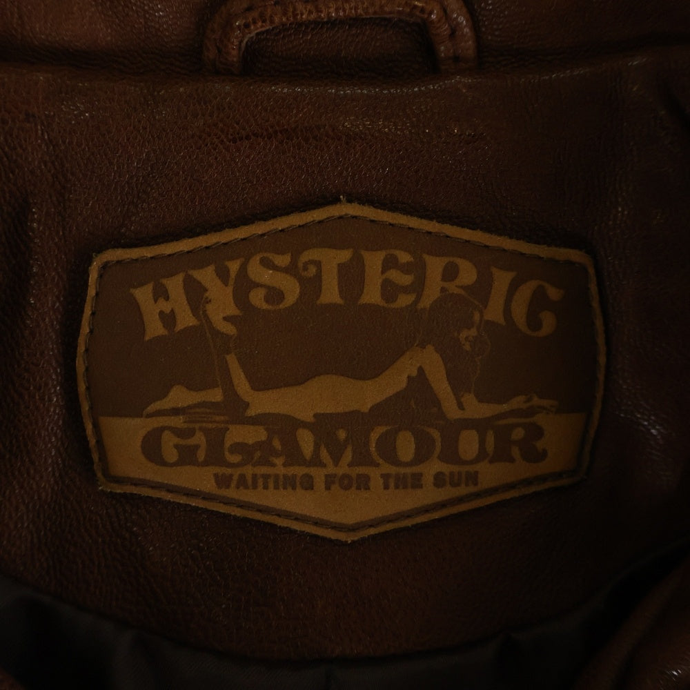 HYSTERIC GLAMOUR(ヒステリックグラマー) マルチポケット サイドベルトアジャスタ ベジタブルタンニンなめし ゴートレザー レザージャケット ブラウン
