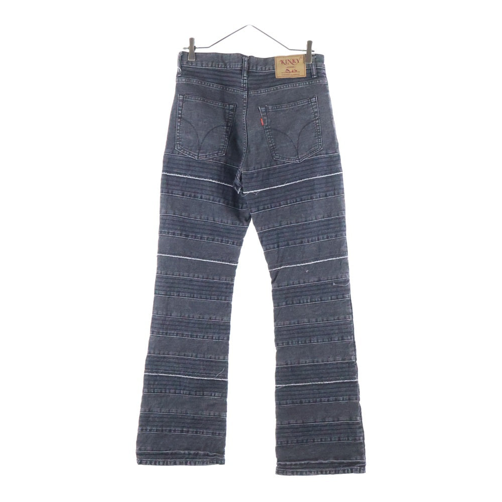 HYSTERIC GLAMOUR(ヒステリックグラマー) 25SS スクラッチフレア ウミヘビ デニムパンツ ブラック 02251AP55