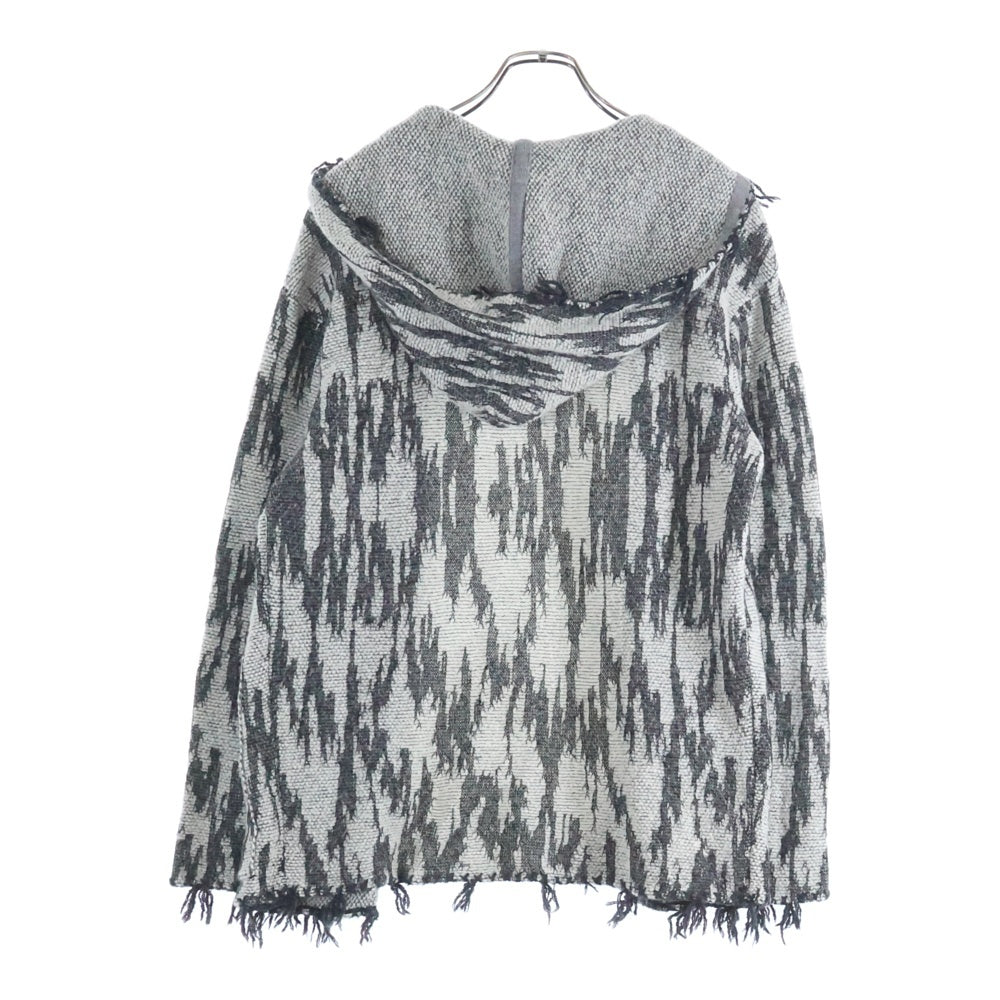 SAINT LAURENT PARIS(サンローランパリ) 13AW 総柄 フード付き ニットカーディガン グレー 497295