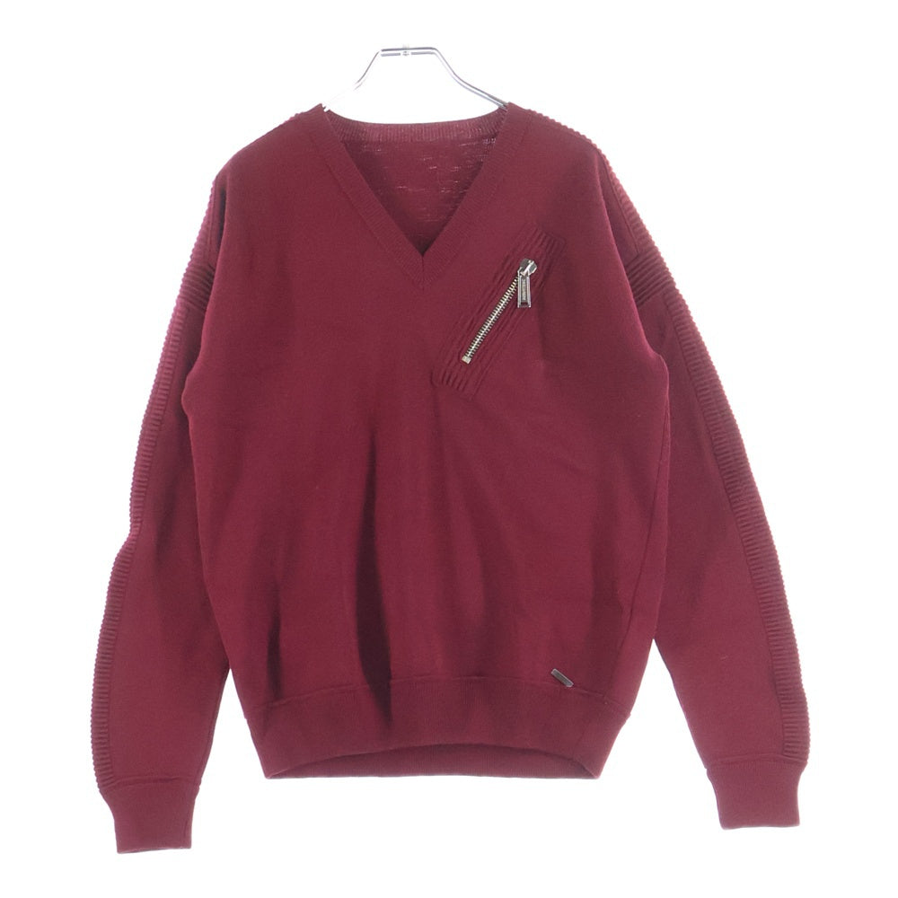 DSQUARED2(ディースクエアード) フロントジップアップ Vネック ニットカーディガン S71HA0674 S15680 ワインレッド