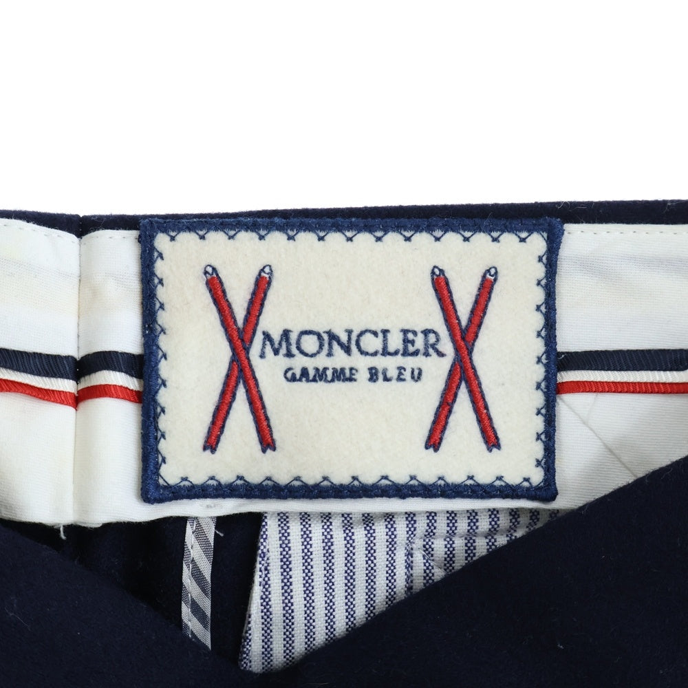 MONCLER(モンクレール) GAMME BLEU ガムブルー ロゴ ワッペン ウール スラックス パンツ ネイビー B23911008200 10096