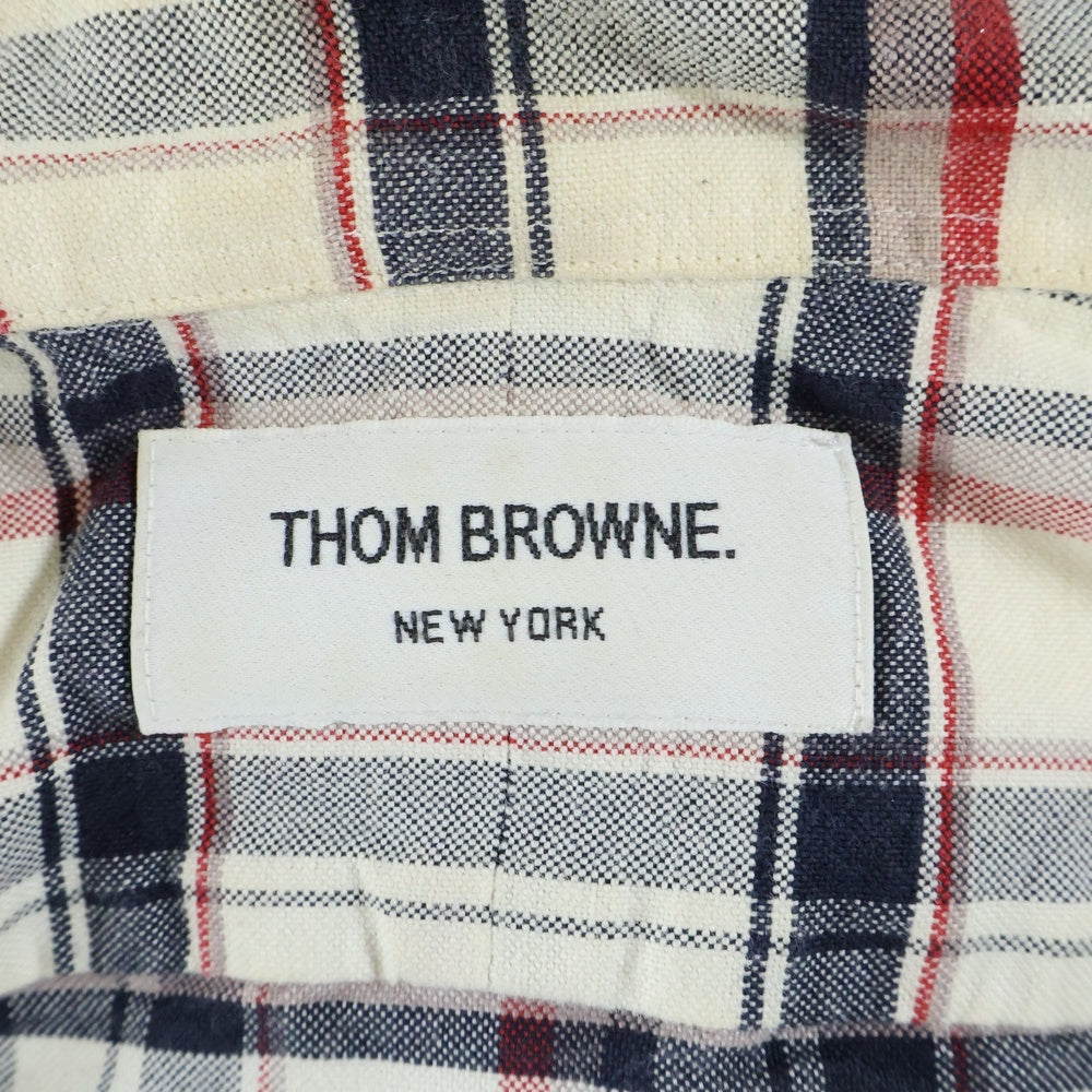 THOM BROWNE(トムブラウン) ボタンダウン チェック柄 長袖シャツ 01111A4013 ホワイト