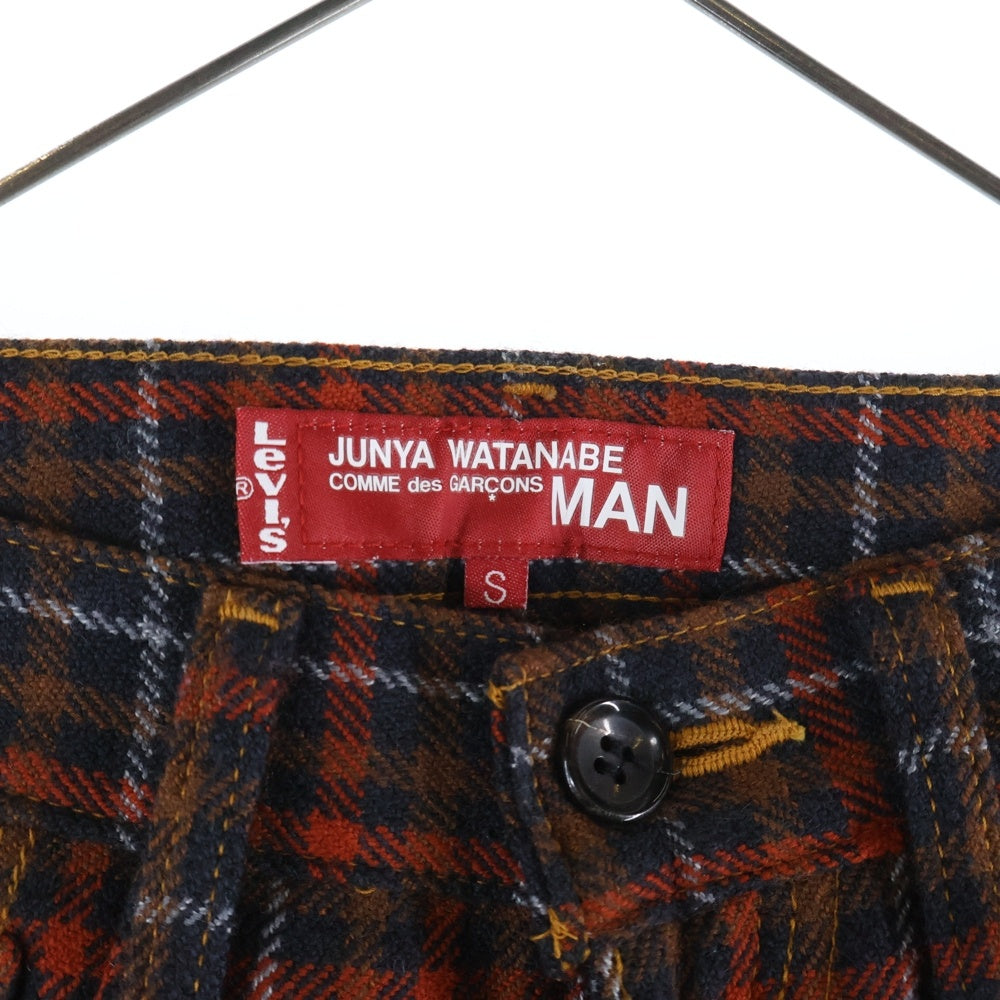 COMME des GARCONS JUNYA WATANABE MAN(コムデギャルソンジュンヤワタナベマン) 02AW ×Levis Reconstructed Plaid Pants 再構築 チェック柄 パンツ WG-P031 オレンジ