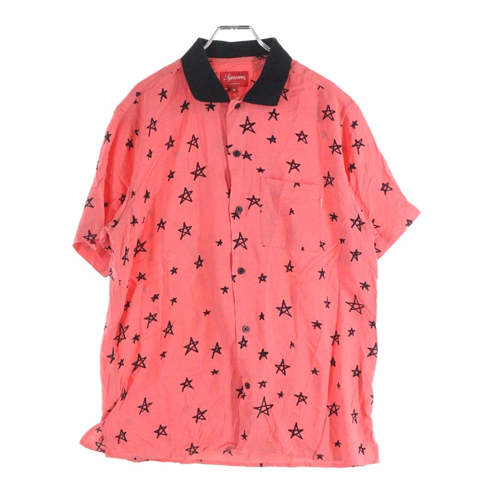 SUPREME(シュプリーム) 18SS Devil Rayon Shirt デビルプリント オープンカラー 半袖シャツ ピンク