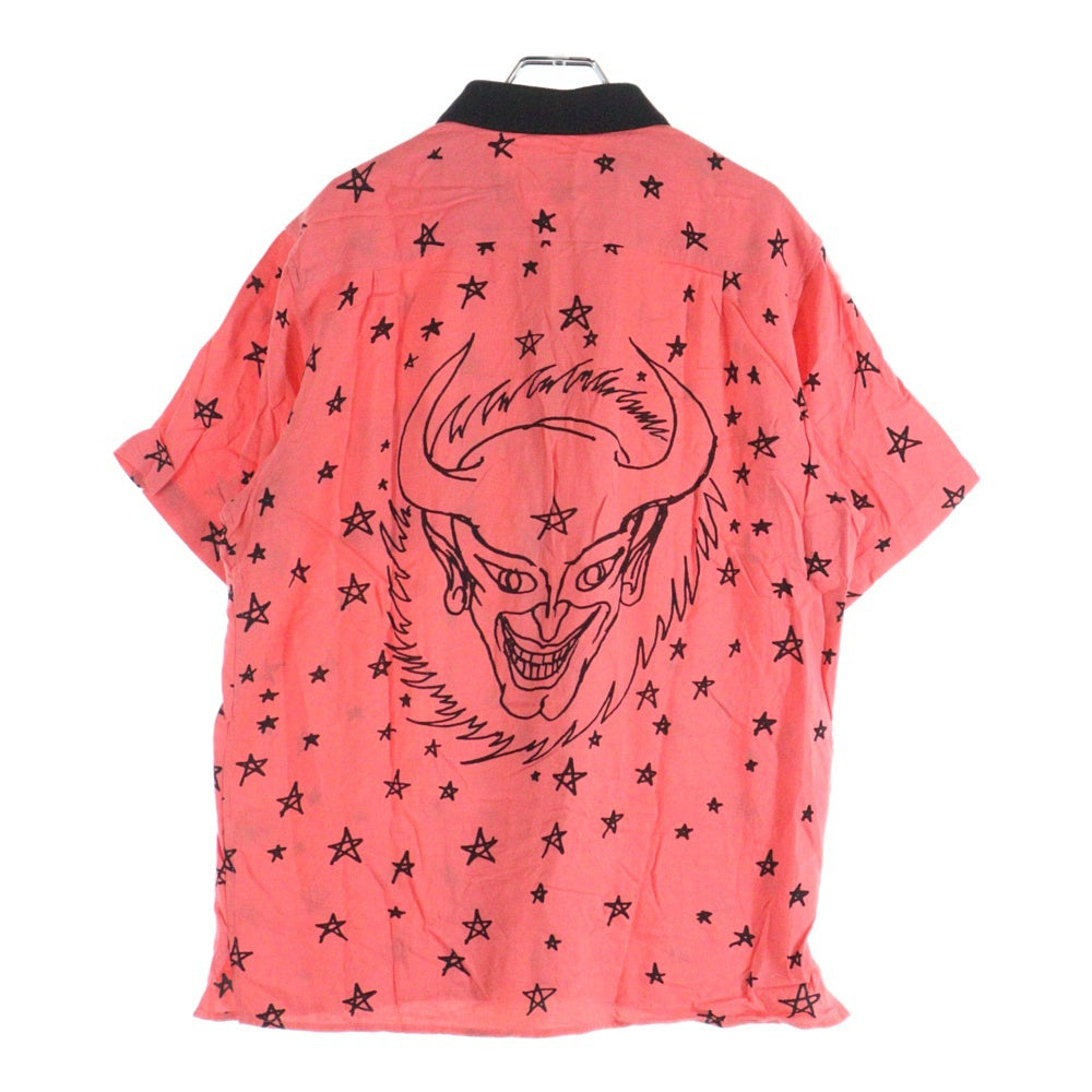 SUPREME(シュプリーム) 18SS Devil Rayon Shirt デビルプリント オープンカラー 半袖シャツ ピンク