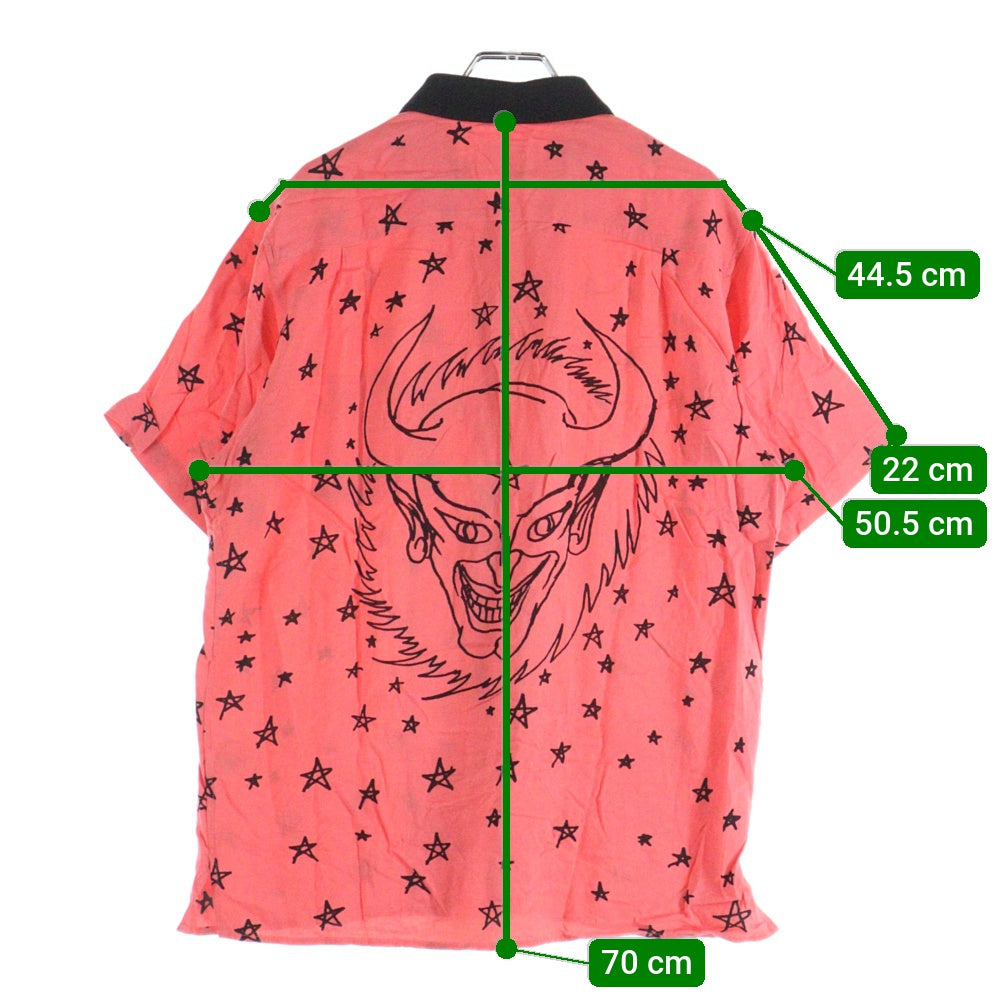 SUPREME(シュプリーム) 18SS Devil Rayon Shirt デビルプリント オープンカラー 半袖シャツ ピンク