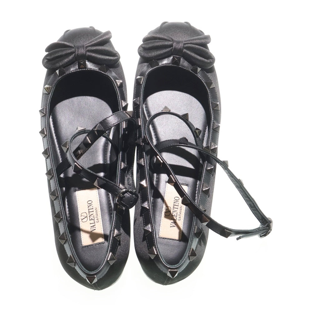 VALENTINO GARAVANI(ヴァレンチノガラヴァーニ) ROCKSTUDS バレリーナ ロックスタッズ パンプス フラットシューズ 4W2S0HB6 ブラック レディース