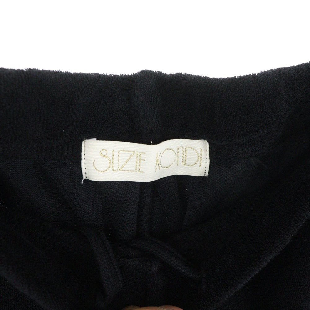 NO BRAND(ノーブランド) SUZIE KONDI スージー コンディ パイル生地 フレアパンツ ブラック レディース