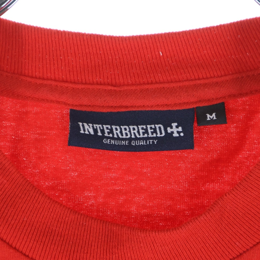 NO BRAND(ノーブランド) INTER BREED フロントプリント クルーネック半袖Tシャツ レッド