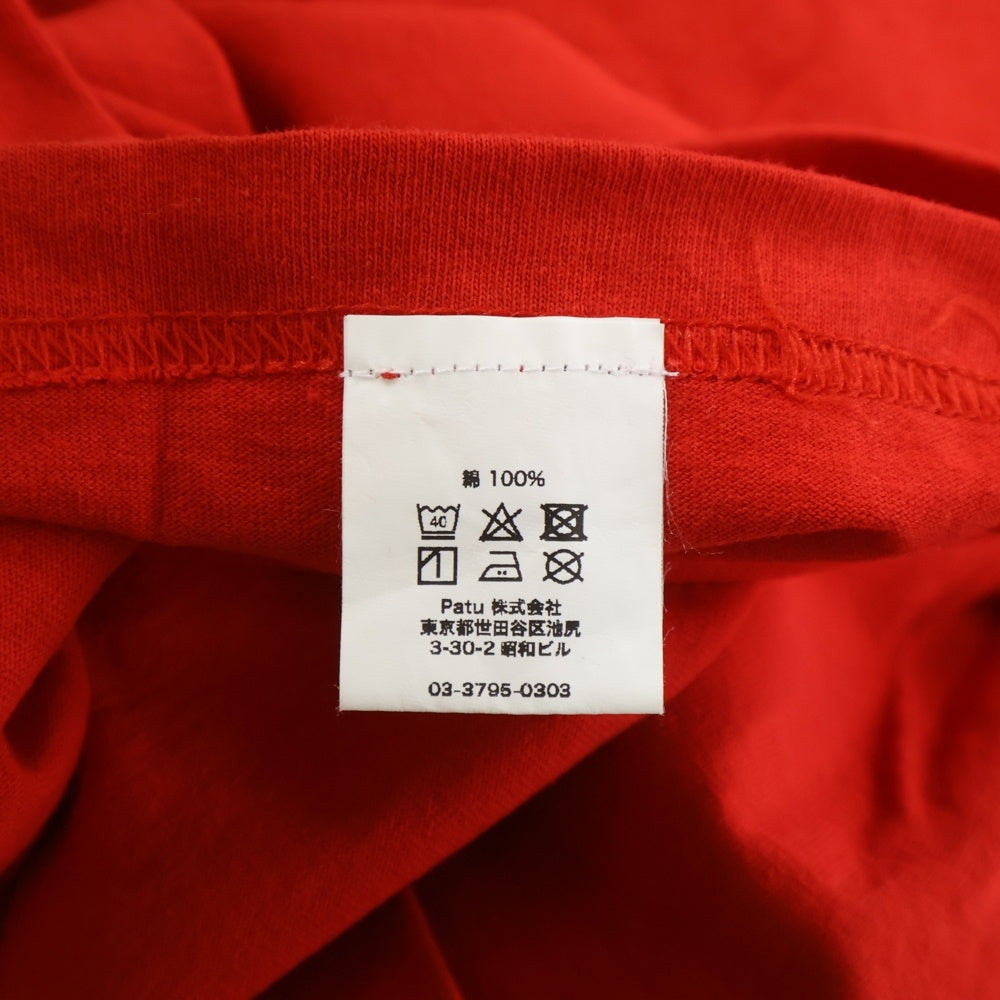 NO BRAND(ノーブランド) INTER BREED フロントプリント クルーネック半袖Tシャツ レッド