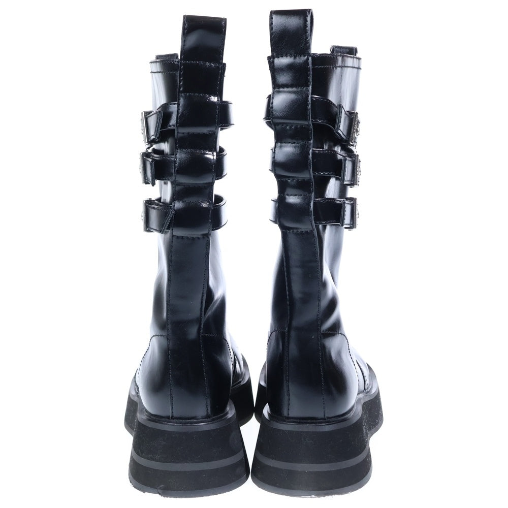 CHARLES&KEITH(チャールズ&キース) トリプルバックル カーフレザー ロングブーツ CK1-90580190 ブラック