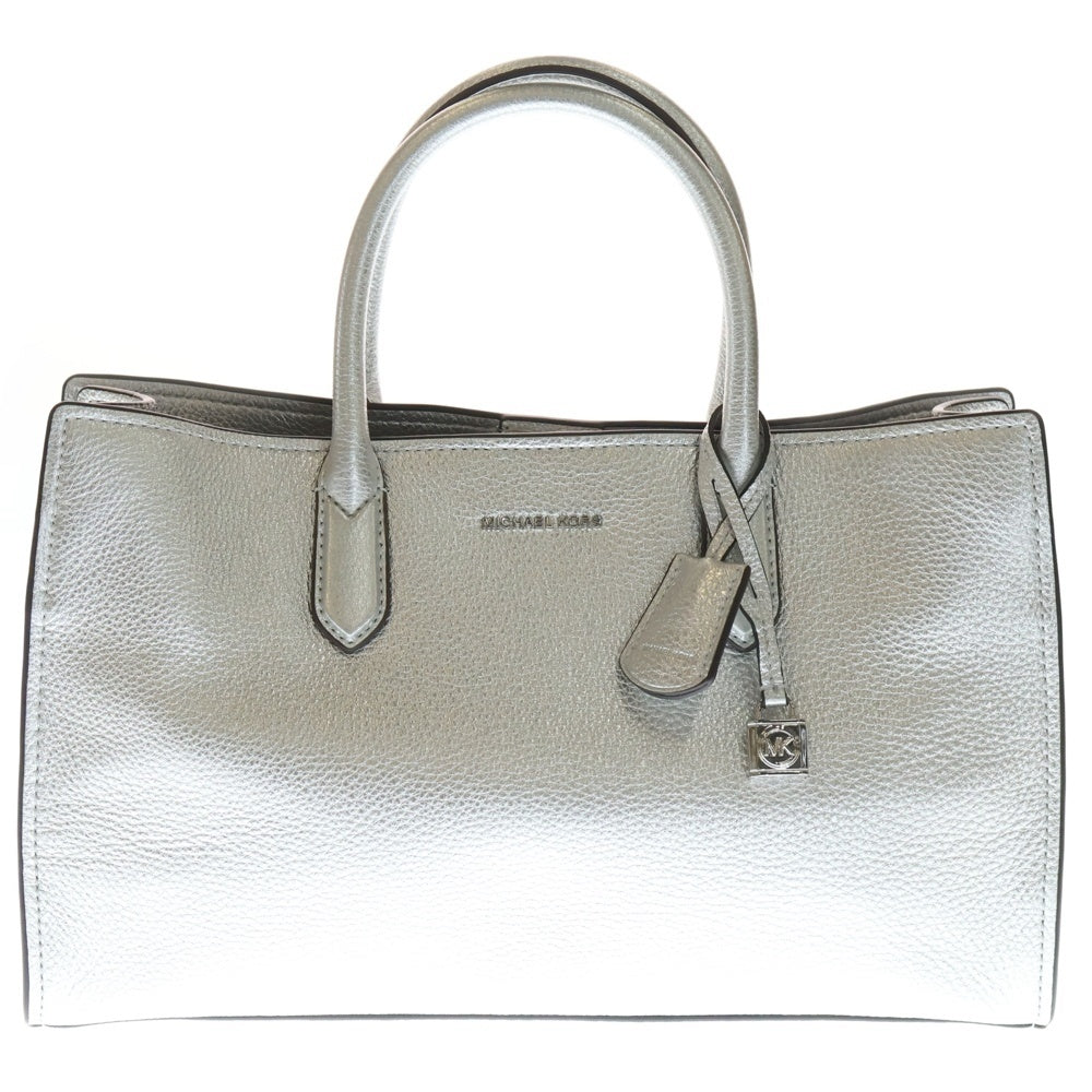 MICHAEL KORS(マイケルコース) SCARLETT 2WAY メタリックレザー サンチェル ハンドバッグ ショルダーバッグ シルバー レディース