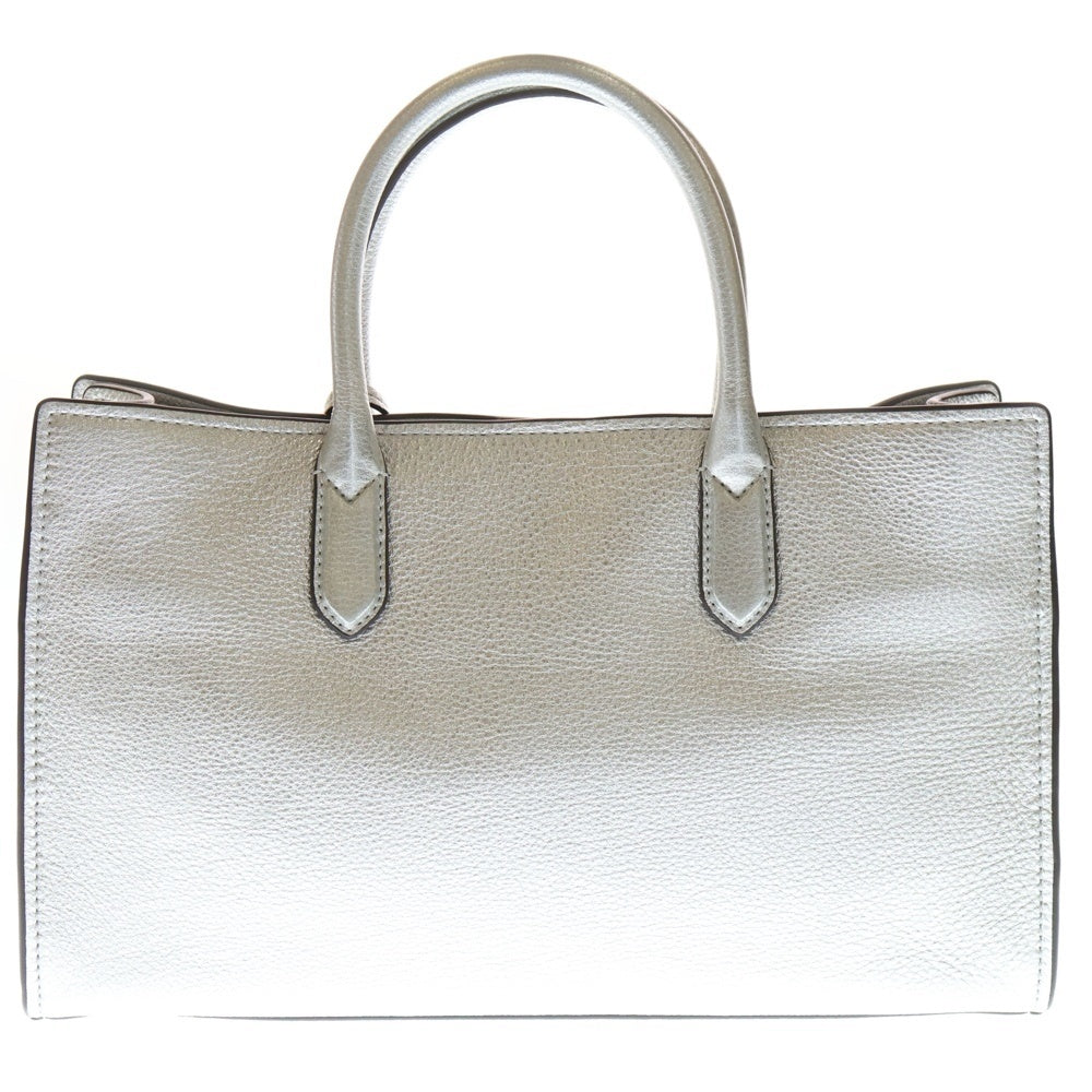MICHAEL KORS(マイケルコース) SCARLETT 2WAY メタリックレザー サンチェル ハンドバッグ ショルダーバッグ シルバー レディース
