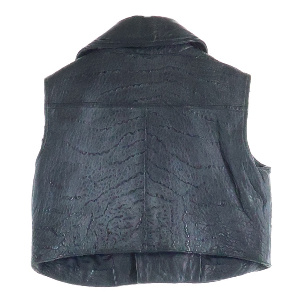 DIESEL BLACK GOLD(ディーゼルブラックゴールド) 絞り加工 ジップアップ レザーベスト ジャケット IT008709 ブラック レディース