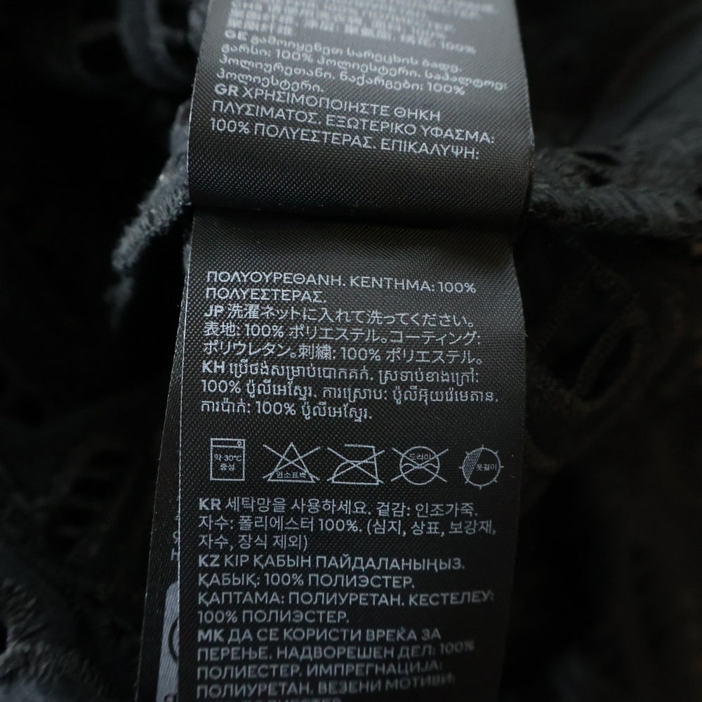 H&M(エイチアンドエム) フローラル装飾 フェイクレザー シャツジャケット ブラック レディース