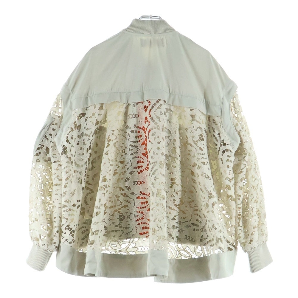 NO BRAND(ノーブランド) RISLEY リズレイ2WAY レーススリーブ ジップアップブルゾン MA-1 ベージュ レディース