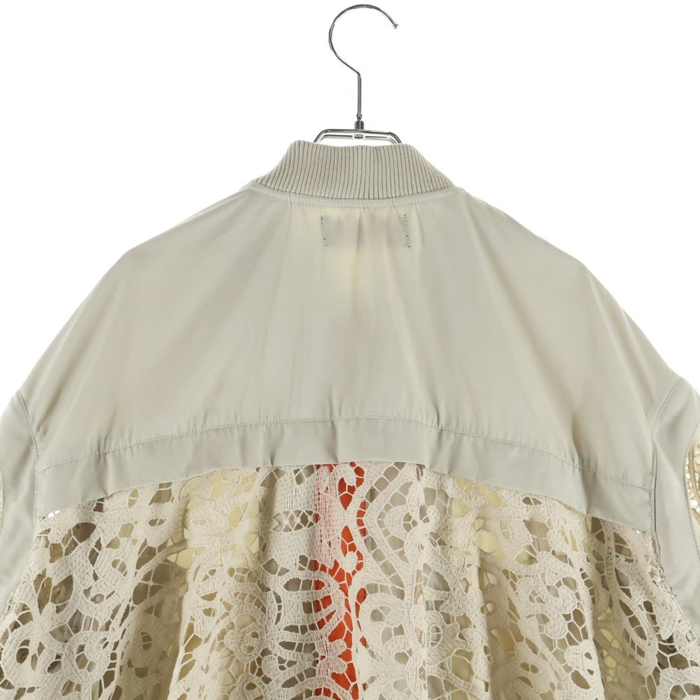 NO BRAND(ノーブランド) RISLEY リズレイ2WAY レーススリーブ ジップアップブルゾン MA-1 ベージュ レディース