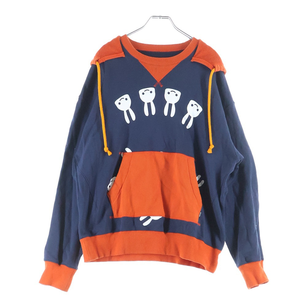 CUNE(キューン) フロントロゴ フーディプルオーバーパーカー BKFHD01NVY オレンジ/ネイビー レディース