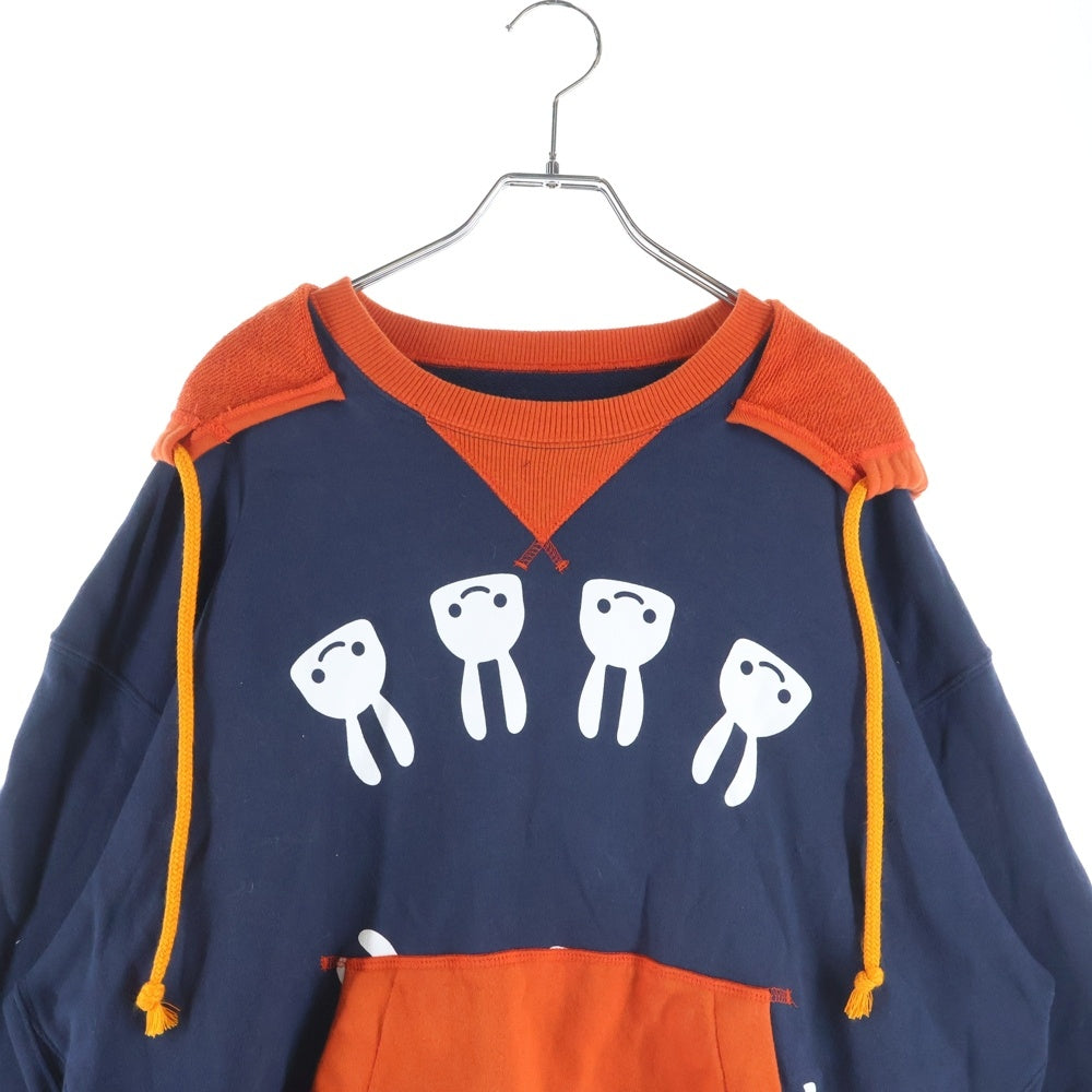 CUNE(キューン) フロントロゴ フーディプルオーバーパーカー BKFHD01NVY オレンジ/ネイビー レディース