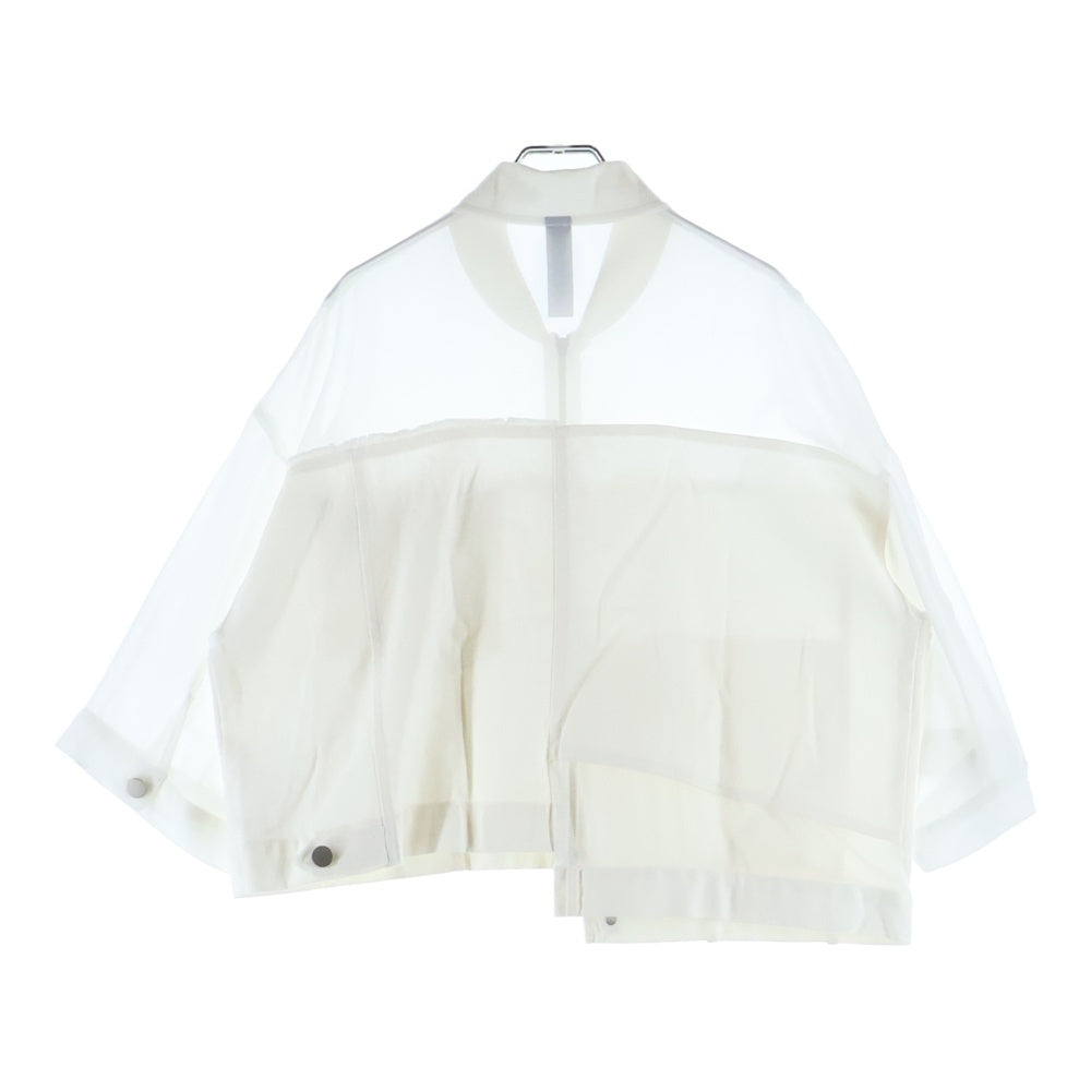 AULA AILA(アウラアイラ) シースルー デニム切り替えし ジップアップダウンジャケット 1242‐02002 ホワイト レディース