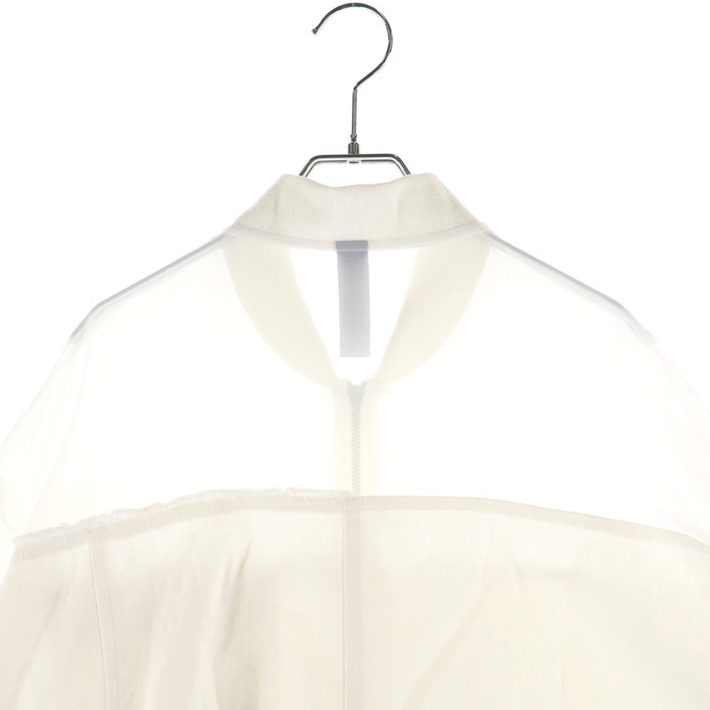 AULA AILA(アウラアイラ) シースルー デニム切り替えし ジップアップダウンジャケット 1242‐02002 ホワイト レディース