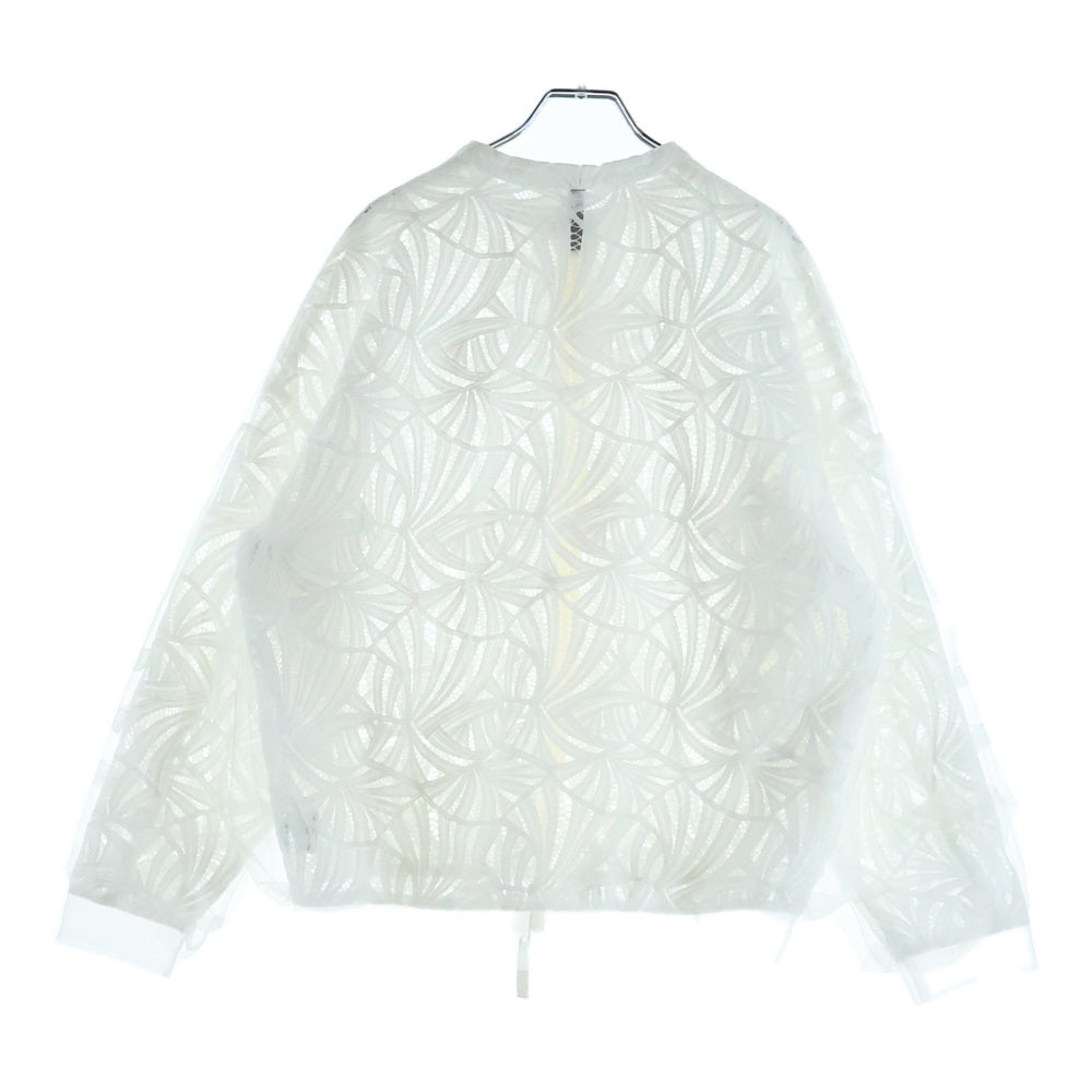 AULA AILA(アウラアイラ) フローラル刺繍 シースルー ジップアップブルゾン 1211‐02042 ホワイト レディース