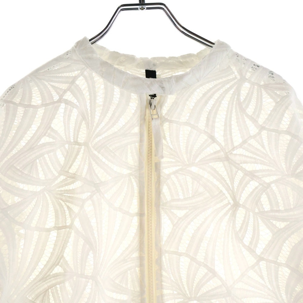 AULA AILA(アウラアイラ) フローラル刺繍 シースルー ジップアップブルゾン 1211‐02042 ホワイト レディース