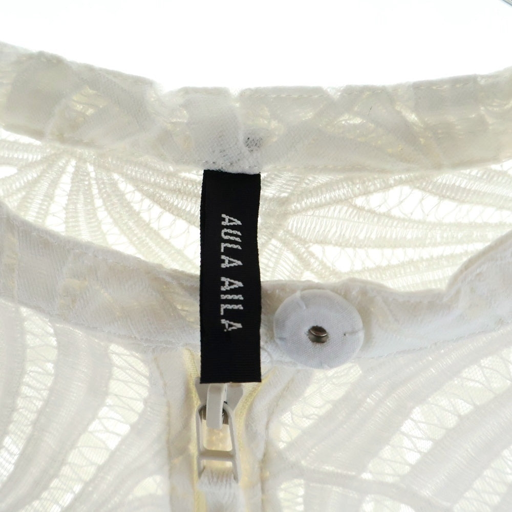 AULA AILA(アウラアイラ) フローラル刺繍 シースルー ジップアップブルゾン 1211‐02042 ホワイト レディース