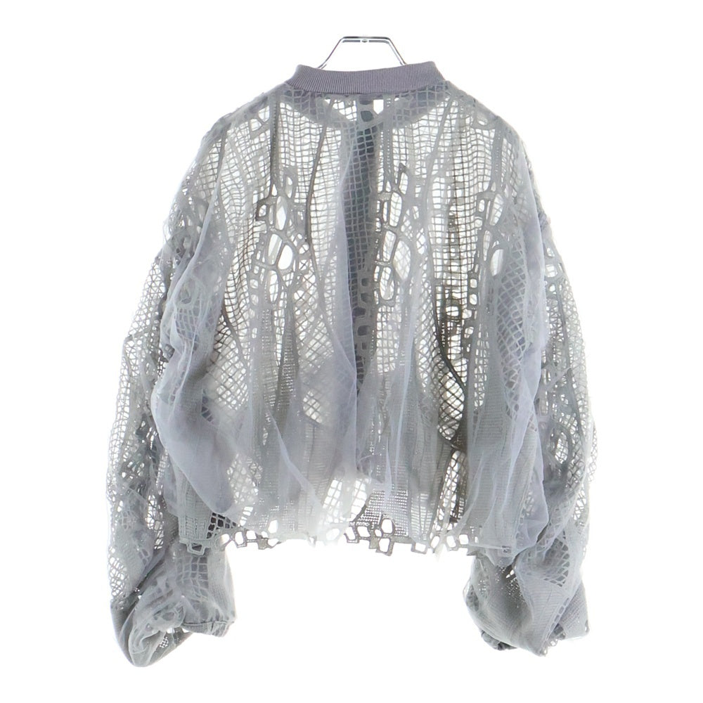 AULA AILA(アウラアイラ) フローラル刺繍 シースルー ジップアップブルゾン 1211‐02042 グレー レディース