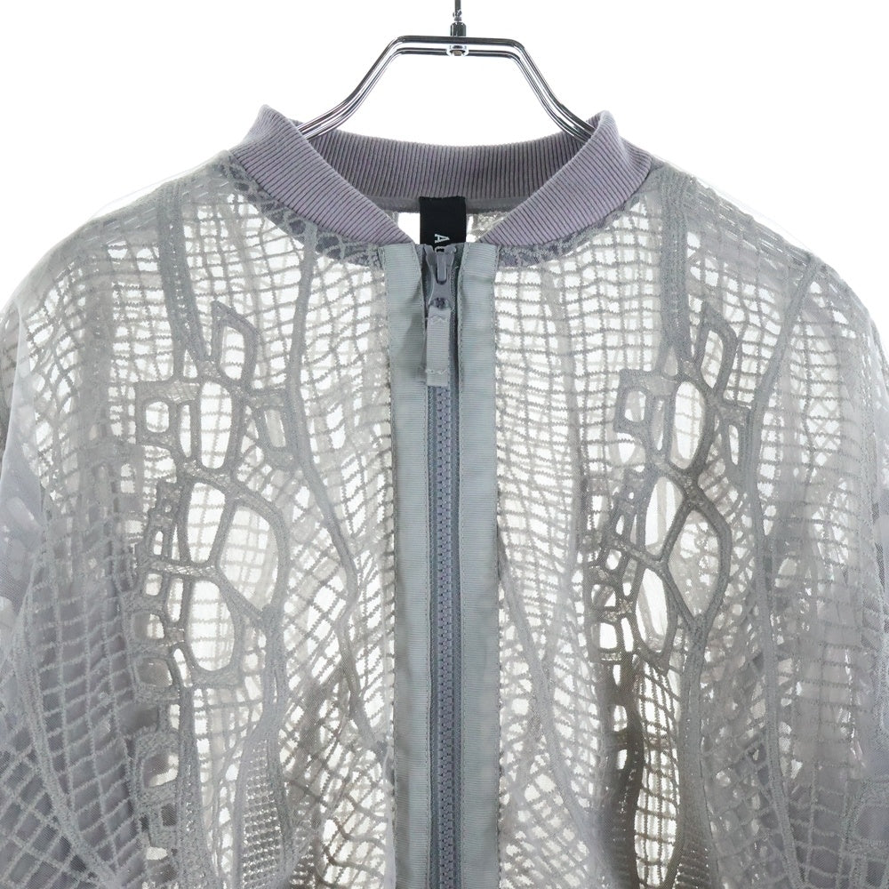 AULA AILA(アウラアイラ) フローラル刺繍 シースルー ジップアップブルゾン 1211‐02042 グレー レディース